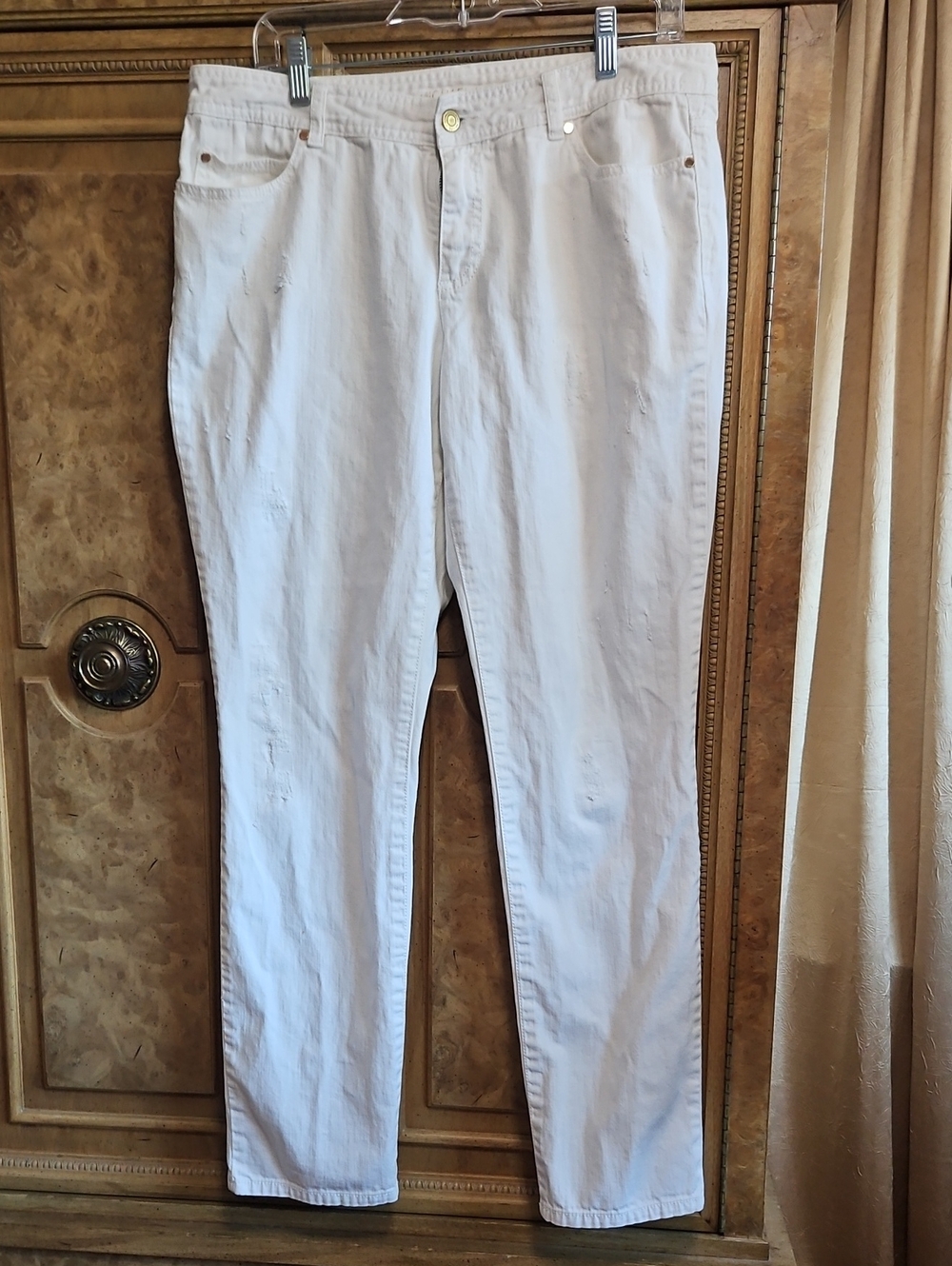 Michael Michael Kors Distressed Jeans Slim Leg White Size 12
